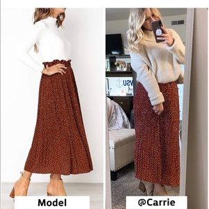 Pleated polka dot skirt